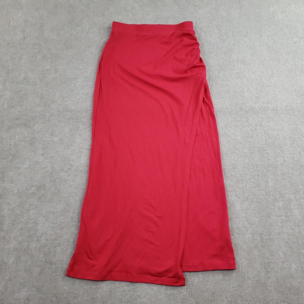 Peruvian Connection Skirt Womens Small Red Pima Cotton‎ Maxi Wrap Stretch